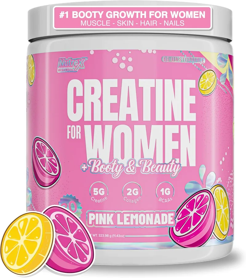Nutrex Creatine for Women - Creatina Micronizada, Colágeno y BCAAs (Pink Lemonade)